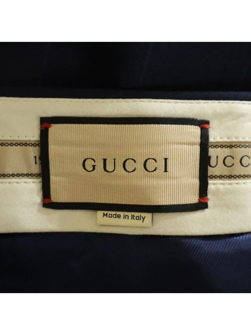 Gucci Pleated Wide Pants Trousers Check Wool GG Logo Navy